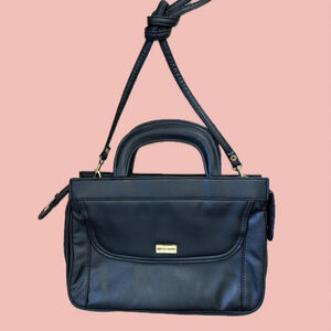 Pierre Cardin Black Leather Handbag – Structured with Dual Strap Options